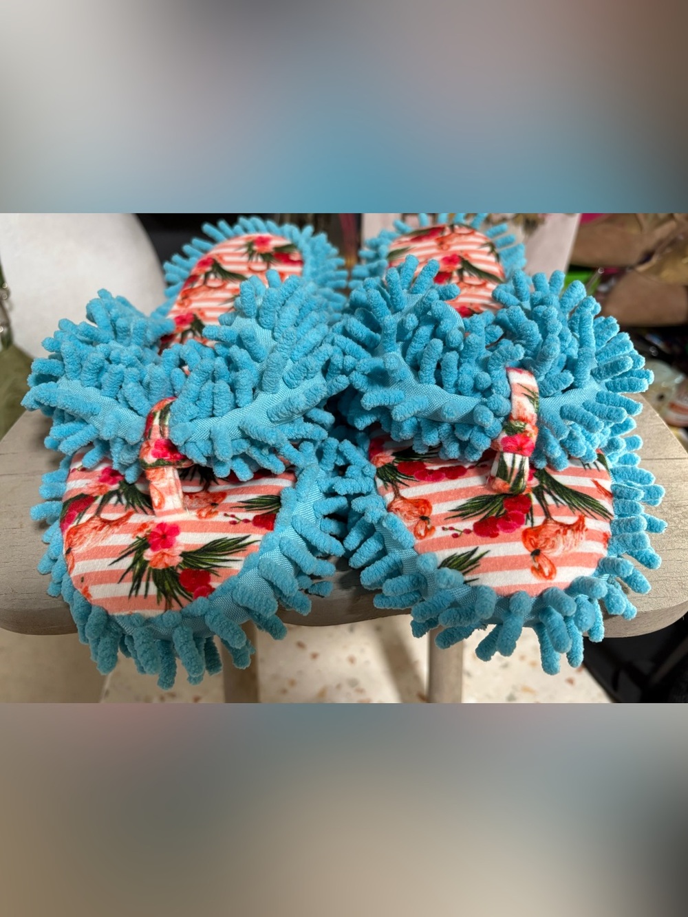 Aunt Deloris House Slippers by Two Left Feet "Ready To Flamingle" style,Size 7/9 - Picture 14 of 17